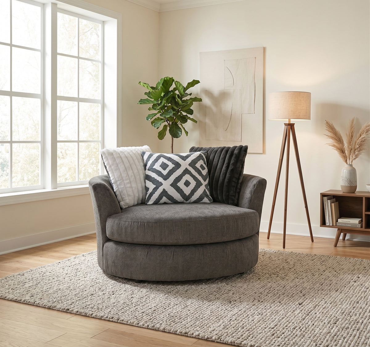 PERSEFONE Dark Gray 58" Wide Swivel Chair