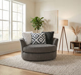 PERSEFONE Dark Gray 58" Wide Swivel Chair