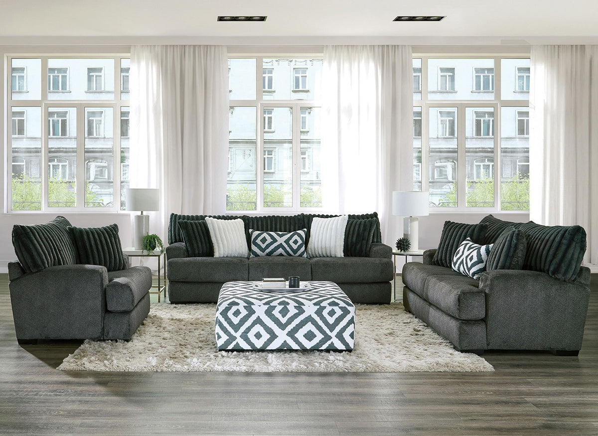 PERSEFONE Gunmetal Chenille Sofa & Loveseat