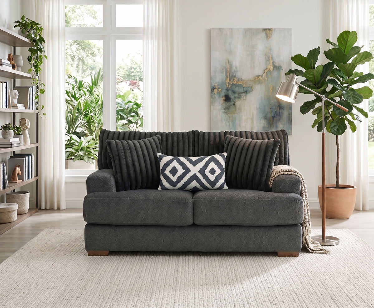 PERSEFONE Dark Gray Chenille 72" x 39" Height Loveseat