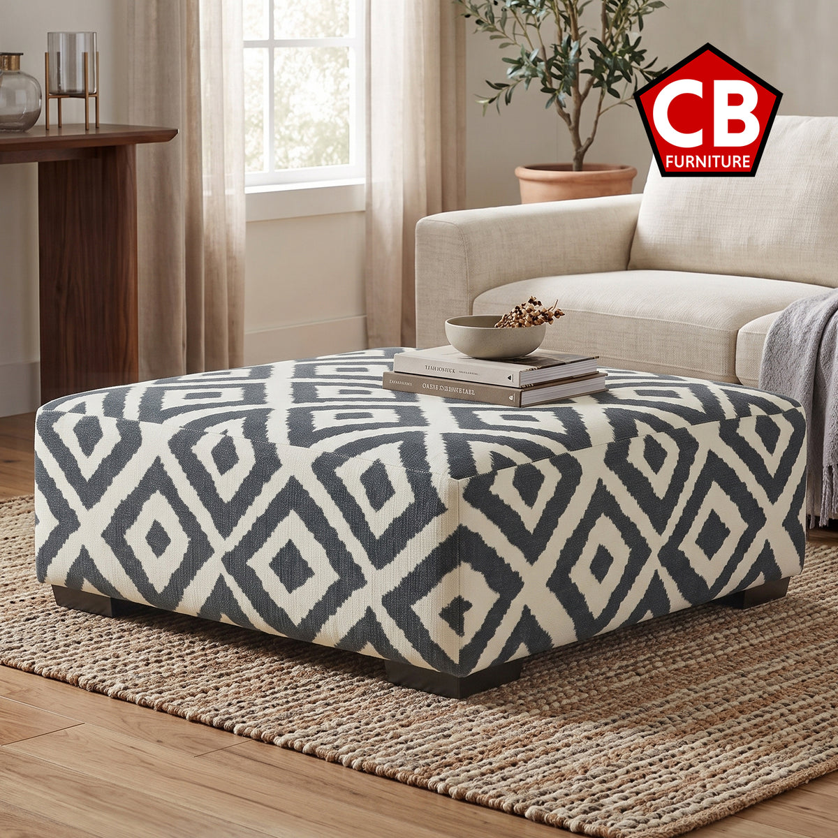 PERSEFONE Dark Gray Chenille 41" x 41" Ottoman