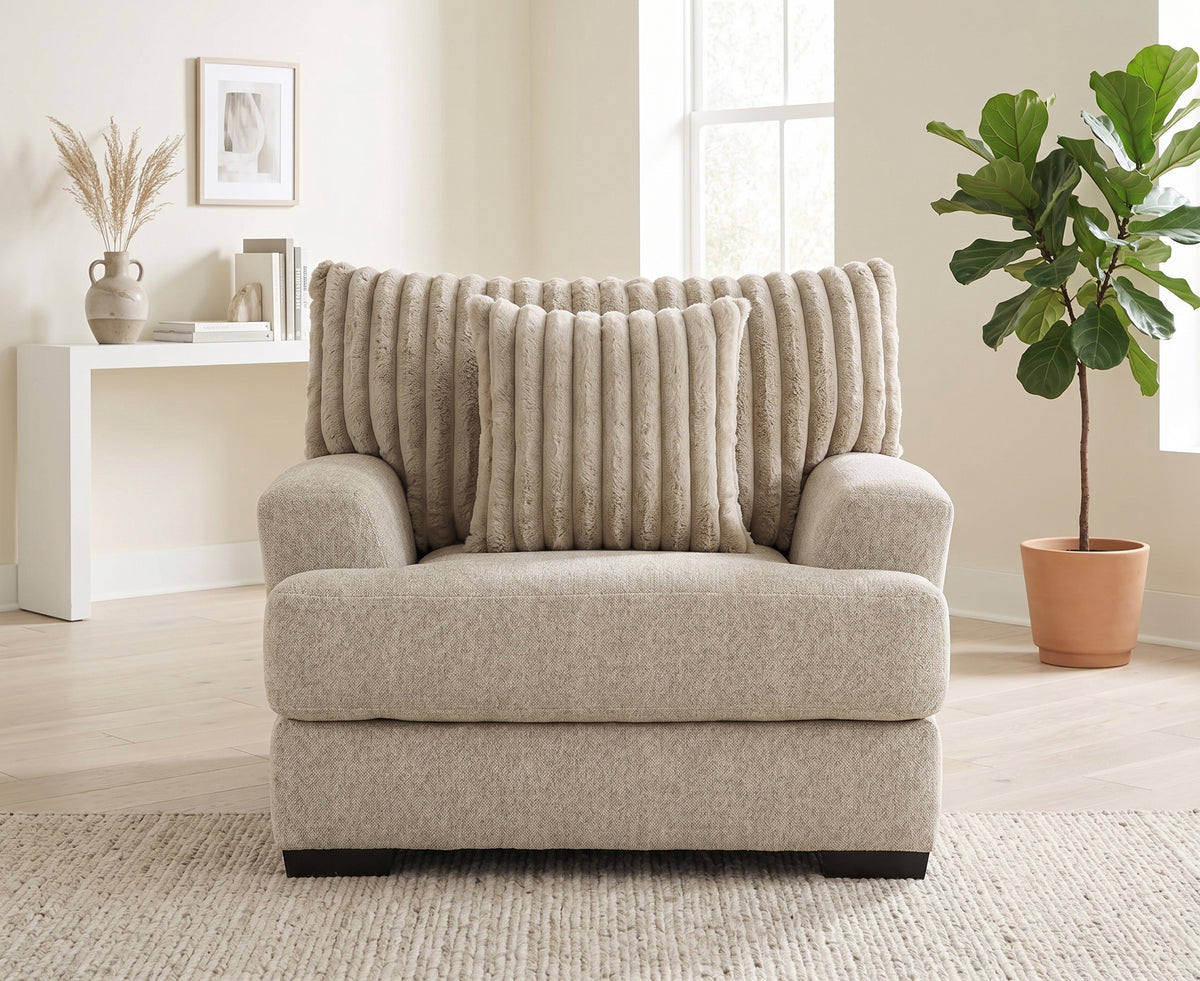 PERSEFONE Light Brown Chenille 48" Wide x 39" Height Chair