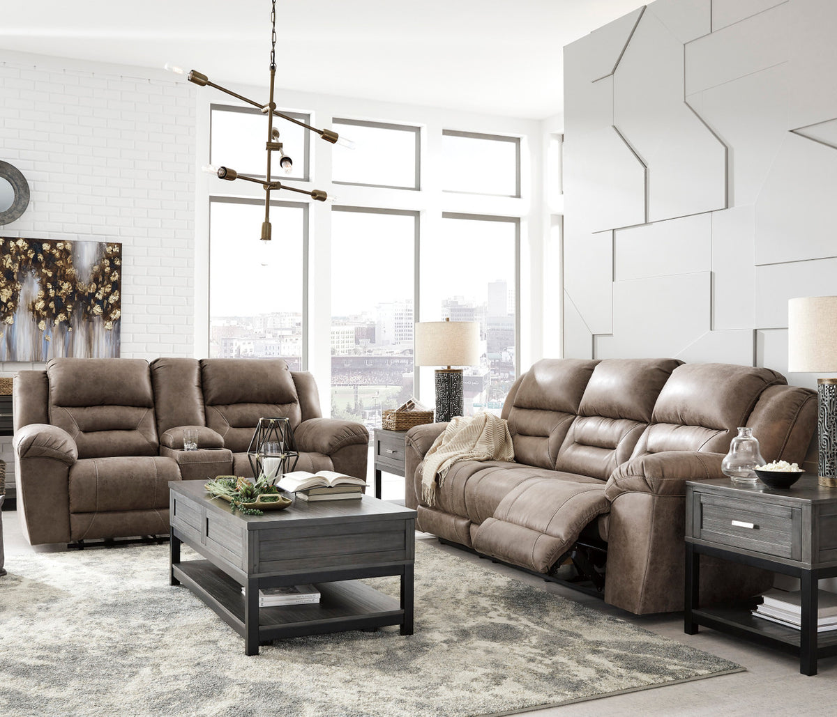 PERSES Oak 82" Wide Reclining Loveseat