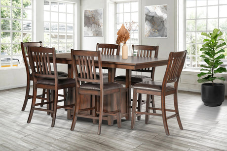 PERUGIA Brown 7 Piece Counter Height Set