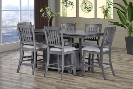 PERUGIA Gray 7 Piece Counter Height Set