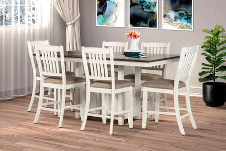 PERUGIA White 7 Piece Counter Height Set