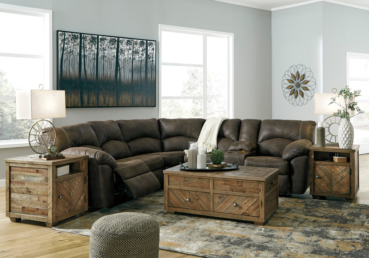 PETERSON Brown 100" Wide Reclining Sectional