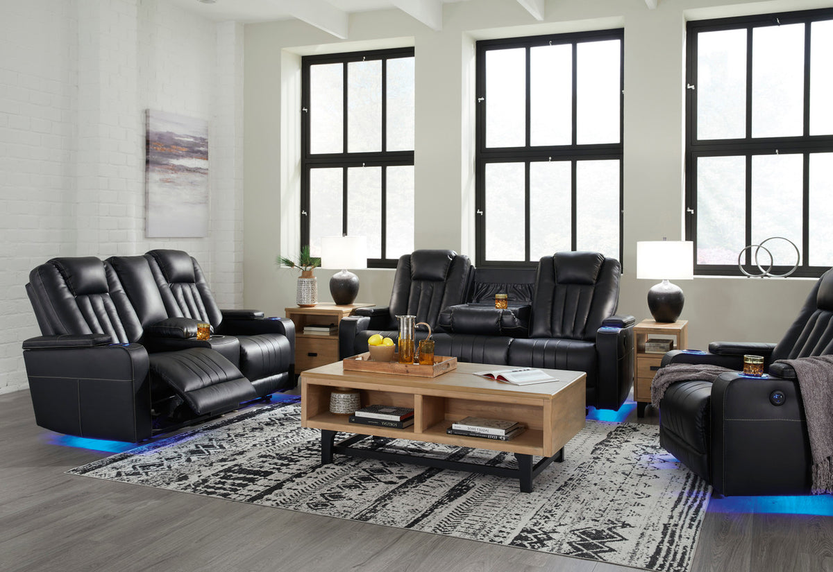 PHANTOM Black 83" Wide Power Reclining Sofa with LED Lighting