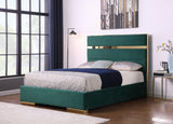 PIGUET Green Velvet & Gold Platform Bed