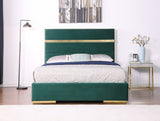 PIGUET Green Velvet & Gold Platform Bed