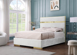 PIGUET Ivory Velvet & Gold Platform Bed
