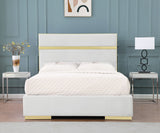PIGUET Ivory Velvet & Gold Platform Bed