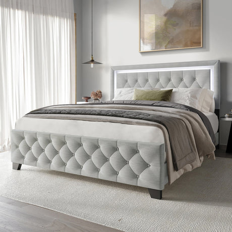 PINEDA Gray 50" Height LED Platform Bed