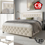 PINEDA Beige 50" Height LED Platform Bed
