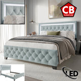 PINEDA Pearl Silver 50" Height LED Platform Bed