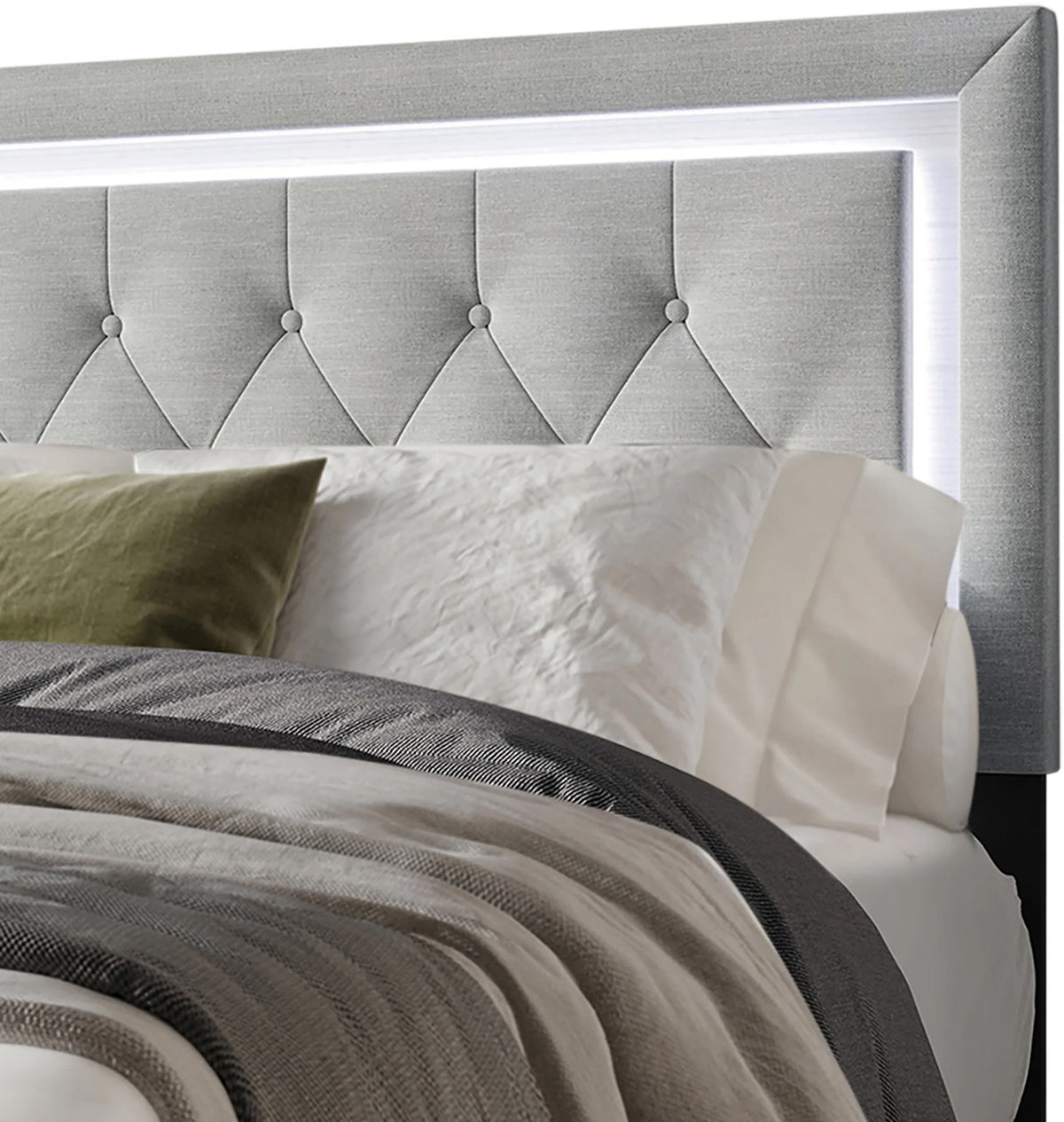 PINEDA Gray 50" Height LED Platform Bed