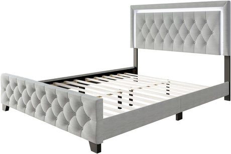 PINEDA Gray 50" Height LED Platform Bed