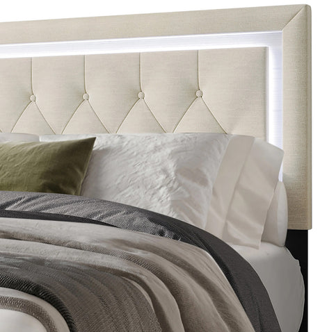 PINEDA Beige 50" Height LED Platform Bed