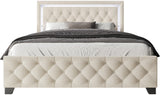 PINEDA Beige 50" Height LED Platform Bed