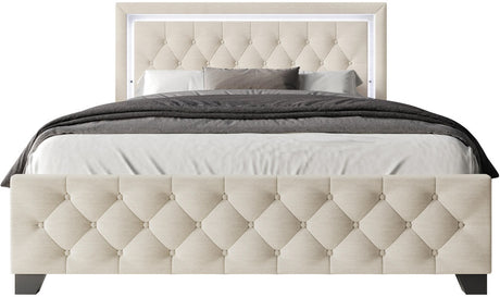 PINEDA Beige 50" Height LED Platform Bed