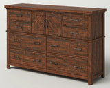 CARRIZO Rustic Cherry 62" x 40" Height Dresser with Door Cabinets