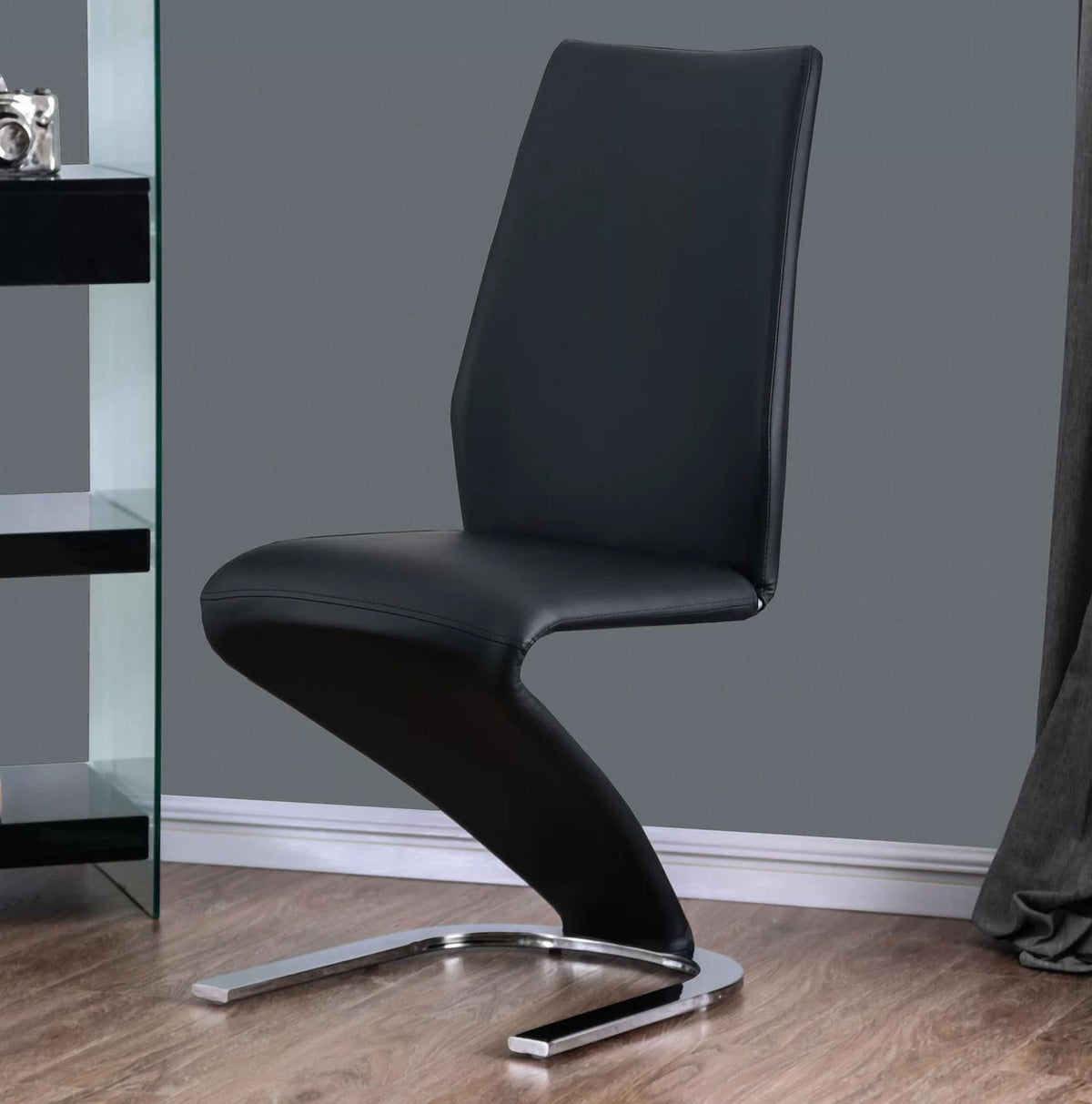 PLEXTON Glossy Black 7 Piece Dining Set