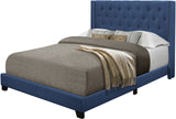POLINA Blue Linen 50" Tall Tufted Bed