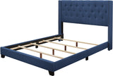 POLINA Blue Linen 50" Tall Tufted Bed