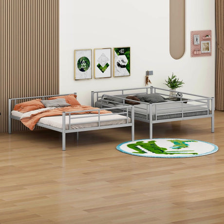 POLUX Silver Twin over Twin Platform Bunkbed