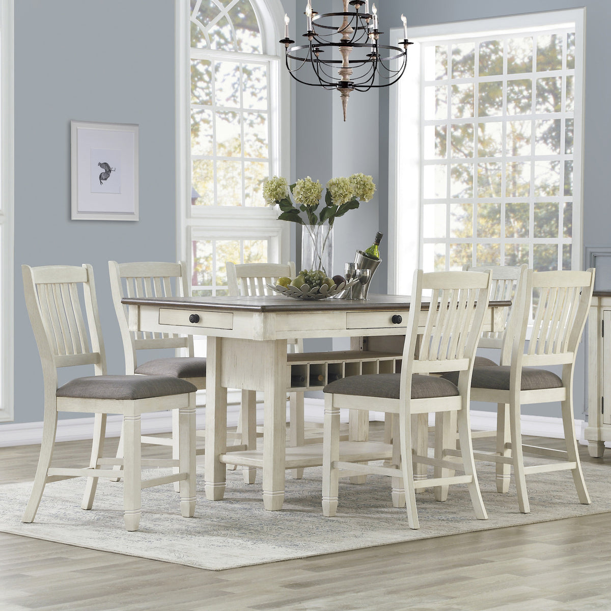 PORTSVILLE White 7 Piece Counter Set