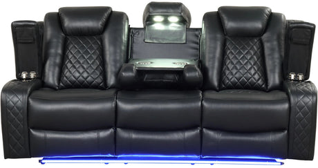PRAGUE Black 3 Piece Reclining Livingroom with Bluetooth Speakers