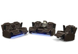 PRAGUE Brown 3 Piece Reclining Livingroom with Bluetooth Speakers