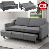 PRAISER Gray Velvet 72" Wide Sofa Sleeper