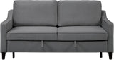PRAISER Gray Velvet 72" Wide Sofa Sleeper
