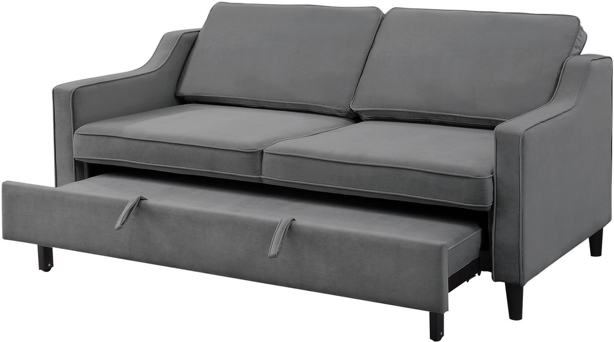 PRAISER Gray Velvet 72" Wide Sofa Sleeper