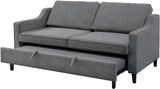 PRAISER Gray Velvet 72" Wide Sofa Sleeper