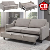 PRAISER Cobblestone Velvet 72" Wide Sofa Sleeper