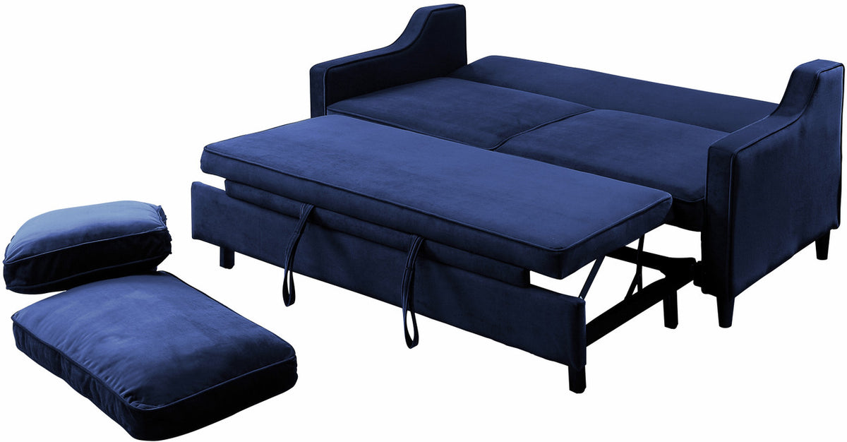 PRAISER Blue Velvet 72" Wide Sofa Sleeper