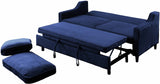 PRAISER Blue Velvet 72" Wide Sofa Sleeper
