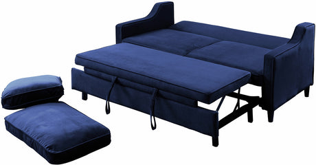 PRAISER Blue Velvet 72" Wide Sofa Sleeper