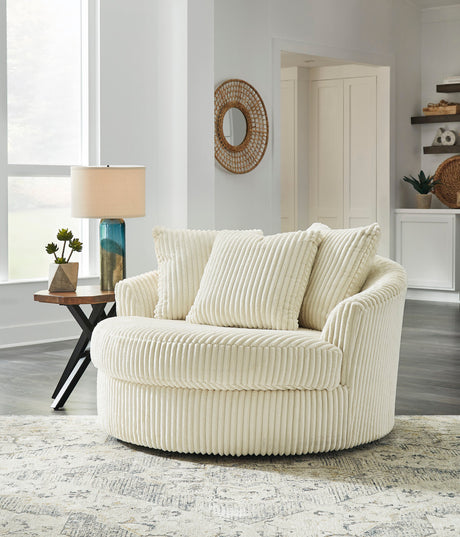 PREZZA Ivory 58" Wide Oversized Swivel Chair