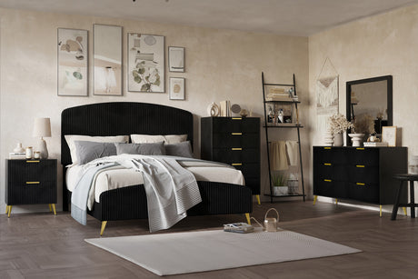 PRINCETON Black Corduroy Velvet Bed