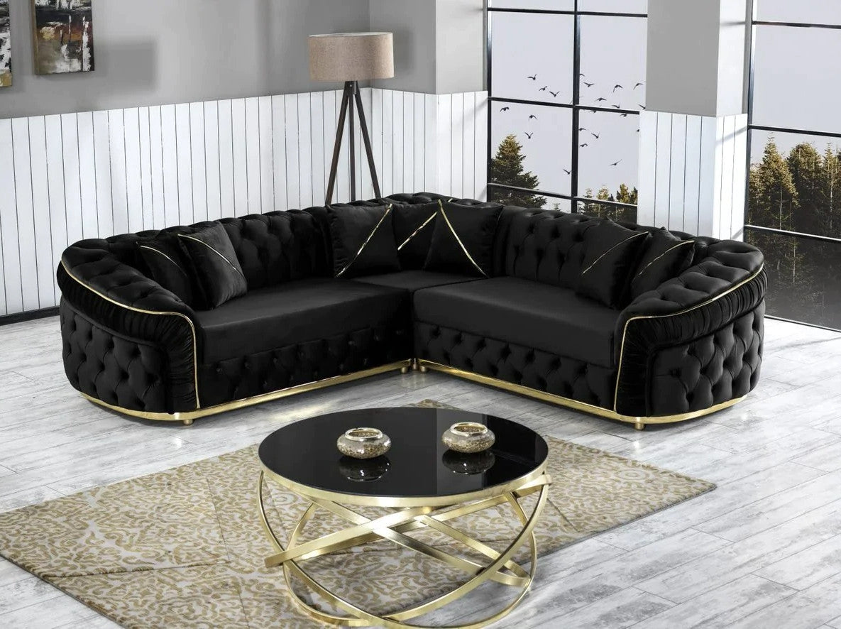 PRIZMA Black Velvet 91" Wide Sectional