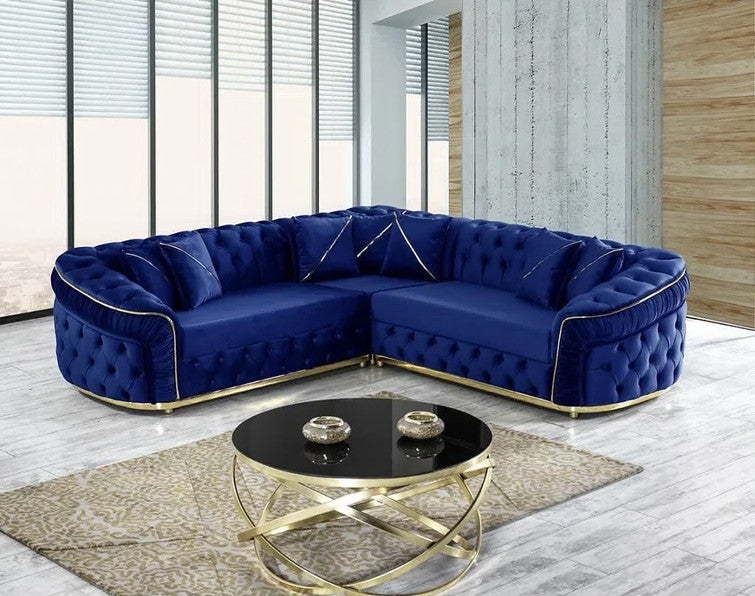 PRIZMA Blue Velvet 91" Wide Sectional