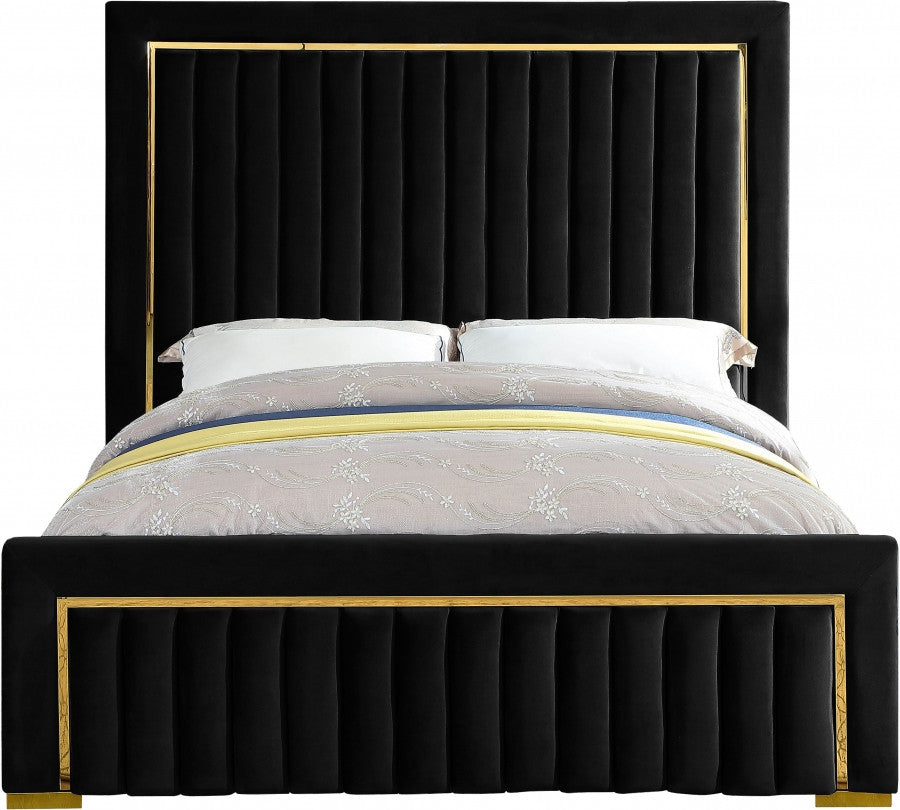 PRUDENZA Black & Gold Velvet Bed
