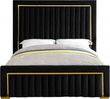 PRUDENZA Black & Gold Velvet Bed