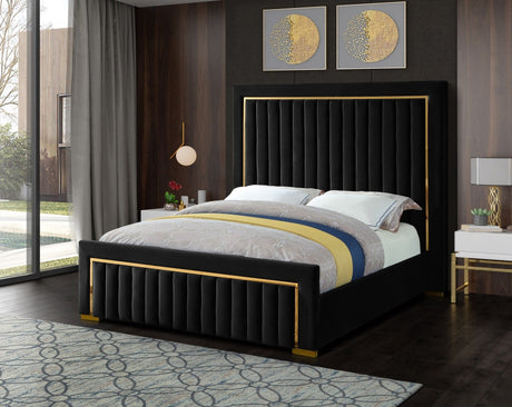PRUDENZA Black & Gold Velvet Bed
