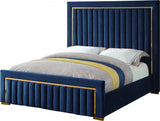 PRUDENZA Blue & Gold Velvet Bed