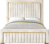 PRUDENZA Cream & Gold Velvet Bed