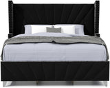 PUREZA Black Velvet Wingback Bed
